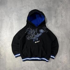 Y2K Black AND1 Grunge Boxy Skater Hoodie